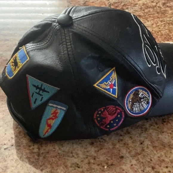 Tuskegee Airmen Never Forgotten Black Leather Baseball Cap Hat 1941 Patches